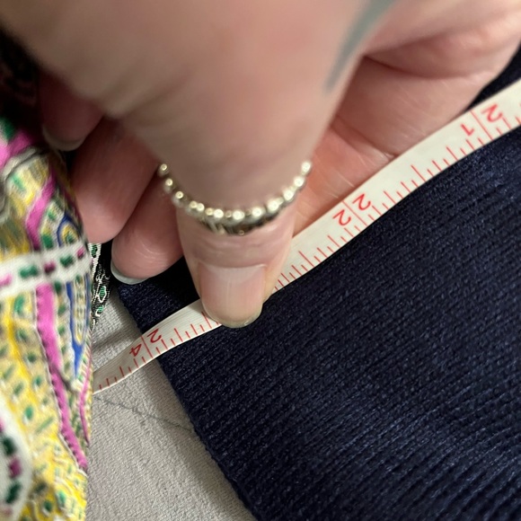 Men's Blue V-Neck Sweater - Picture 6 of 6